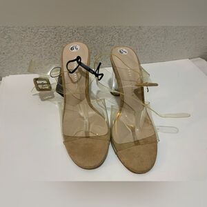 New ZARA VINYL SANDALS WITH METHACRYLATE HEELS size 6.5